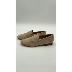 Quince Women Italian Suede Penny Loafer Shoes Cream 9.5